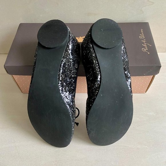 🥿HP!🥿 ruby & bloom Girls' Black Multi-Glitter Ballerina Flats with Bow - Picture 7 of 11